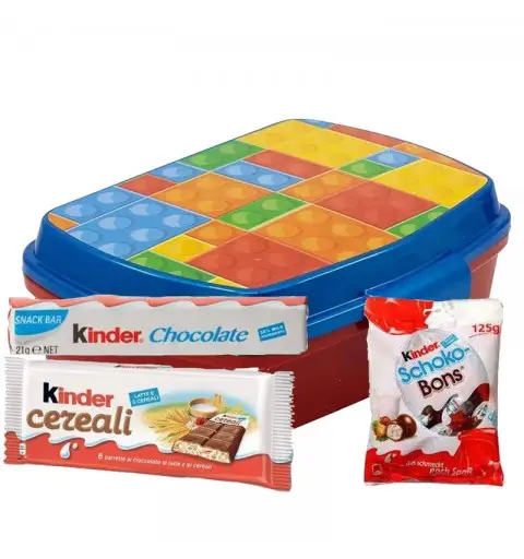 PORTAMERENDA LEGO - BLOCK PARTY CON CIOCCOLATO KINDER