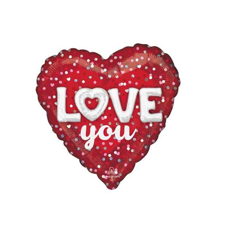 Pallone foil cuore 17 - 42 cm Love You Hearts & Dots 4258101