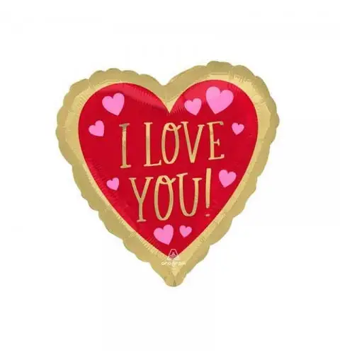 Pallone foil cuore 17 - 42 cm Love You Red & Gold 4365201