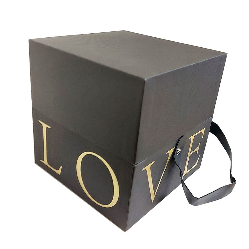 scatola cubo rossa scritta Love con fiori artificiali 16 cm A26998/R