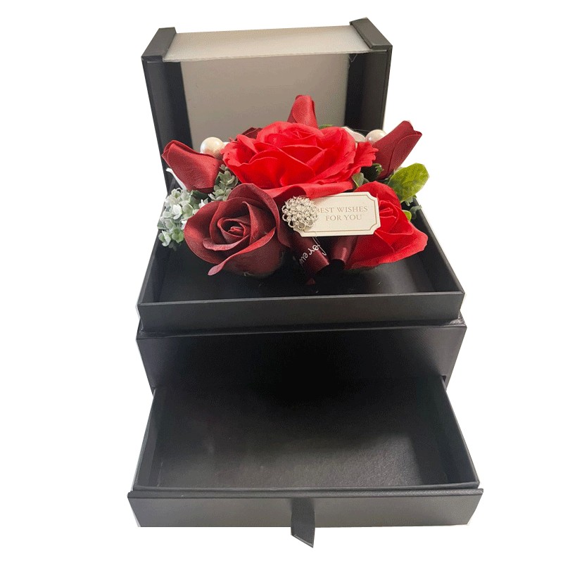 Scatola box rose cubo nera con cassettino