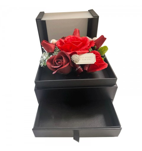Scatola box rose cubo nera con cassettino