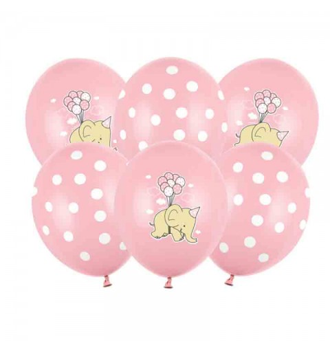 6 Palloncini 30 cm elefantino rosa assortiti SB14P-256-000-6