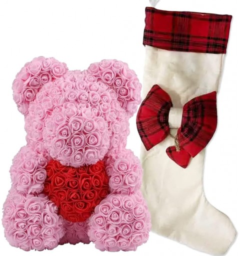 Calza della befana con orsetto di rose rosa