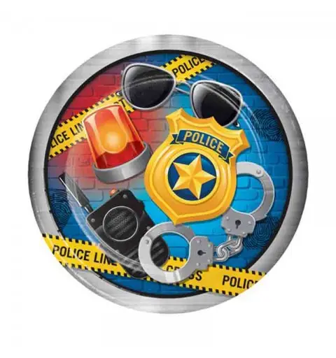piatti polizia police party 8 pz. 23 cm