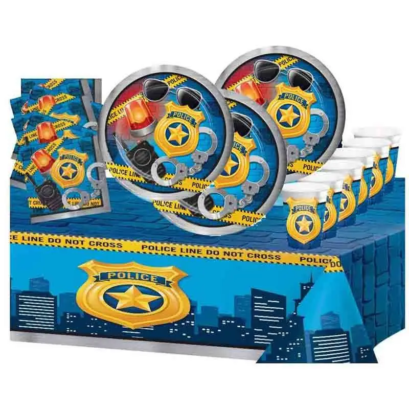 KIT N 3 -  ADDOBBI  POLIZIA  - SET ADDOBBI FESTA BAMBINO ADULTO
