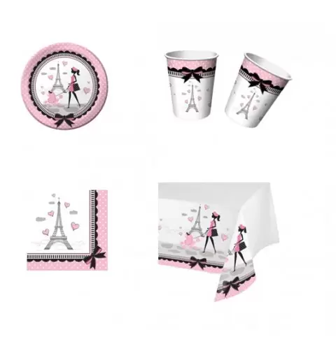 KIT N 3 COORDINATO PER LA TAVOLA TEMA PARTY IN PARIS 