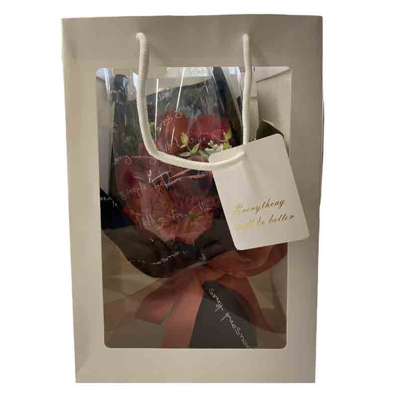 busta con bouquet fiori artificiali A27005/R 20 x 16 x 30 cm