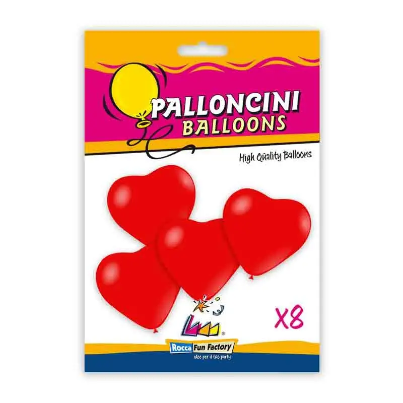 Blister 8pz palloncini cuori pastello 11 - 25 cm Rosso 28 71223-R