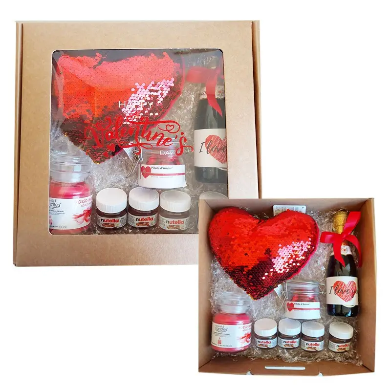 Scatola Regalo San Valentino Con Cuore Spumante e Candela Profumata