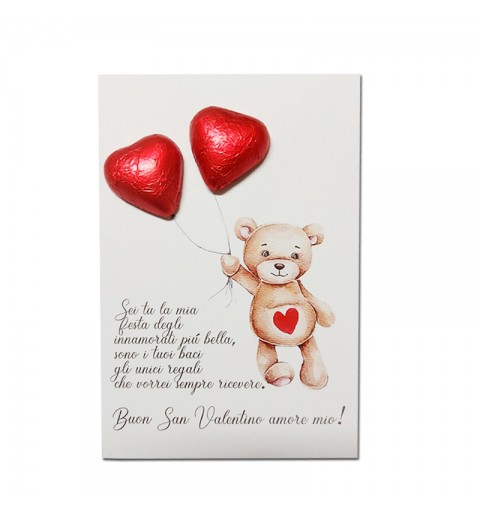 Card San Valentino con cioccolatini cuore