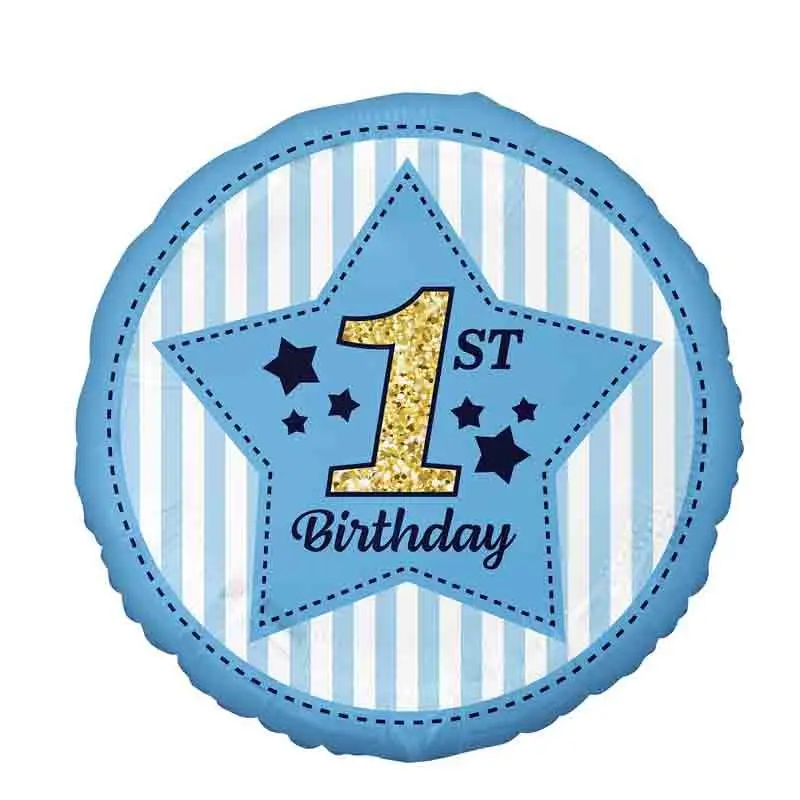 Palloncino foil tondo 1° compleanno celeste 18 43 cm FG-1BDN