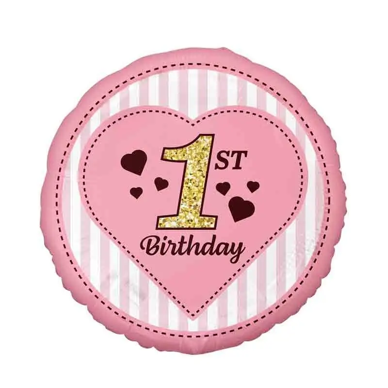 Palloncino foil tondo 1° compleanno rosa 18 43 cm FG-1BDR