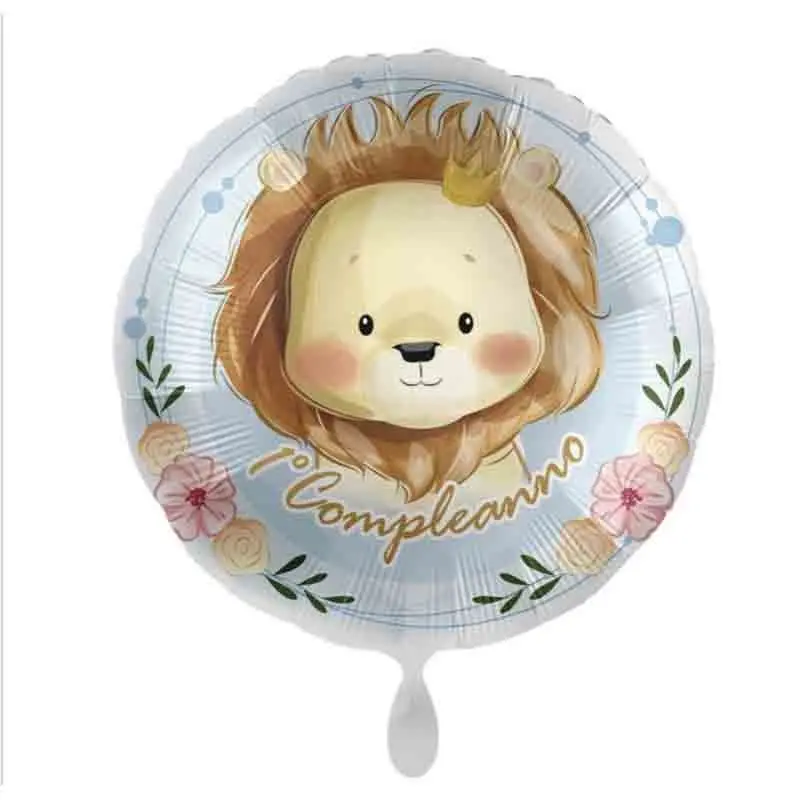 palloncino foil tondo 1 compleanno leoncino 15-0501K