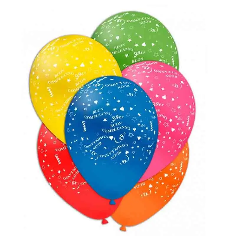 100 Palloncini 11/12 colori assortiti Buon Compleanno GSD110 GLO-12