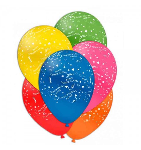100 Palloncini 11/12 colori assortiti Buon Compleanno GSD110 GLO-12