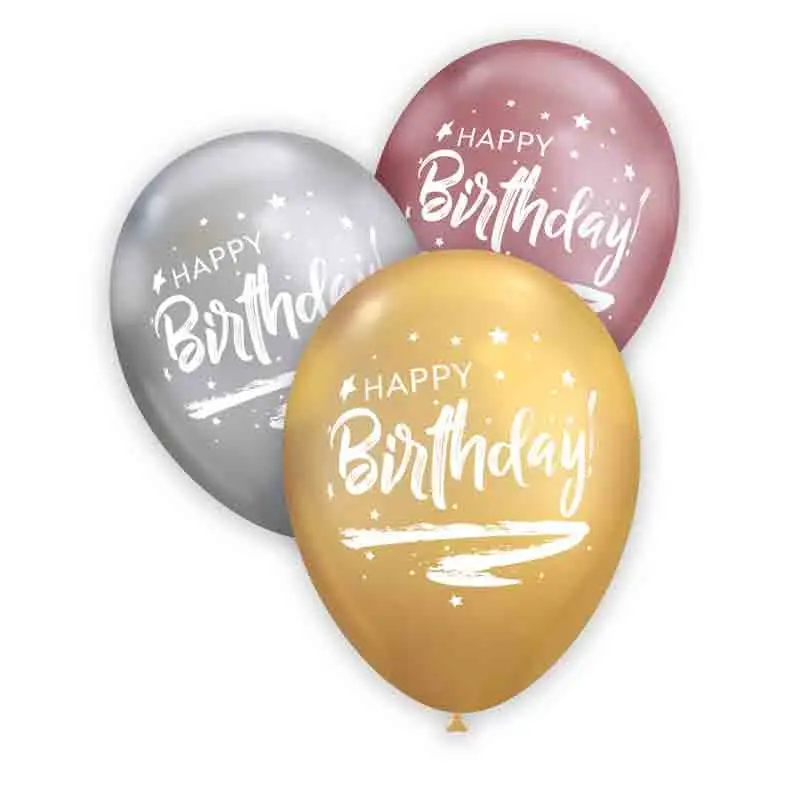 50 Palloncini 13 stampa 2 Lati Happy Birthday Brush GCSD120 2L-86