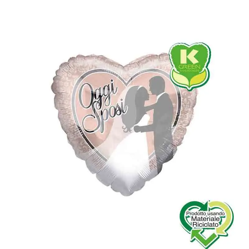 palloncino foil Oggi Sposi Cuore K-Green 18 43 cm 6742815-01