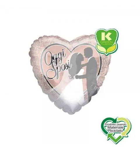 palloncino foil Oggi Sposi Cuore K-Green 18 43 cm 6742815-01
