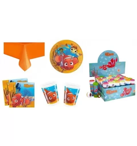 KIT N5 107 PZ COMPLEANNO BAMBINO PESCIOLINO NEMO + 18 BOLLE DI SAPONE
