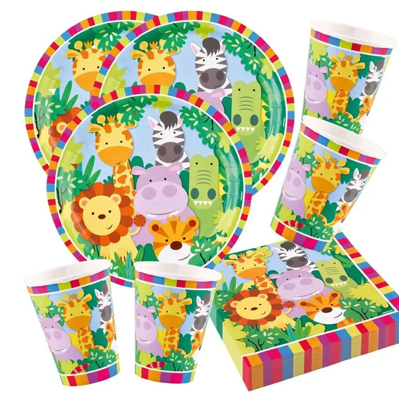 Kit Compleanno Per 16 Persone Animali Della Giungla