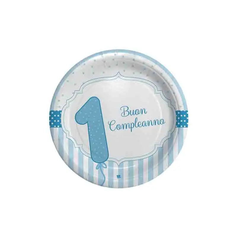 8 piatti dessert 1 anno strisce celesti 62136
