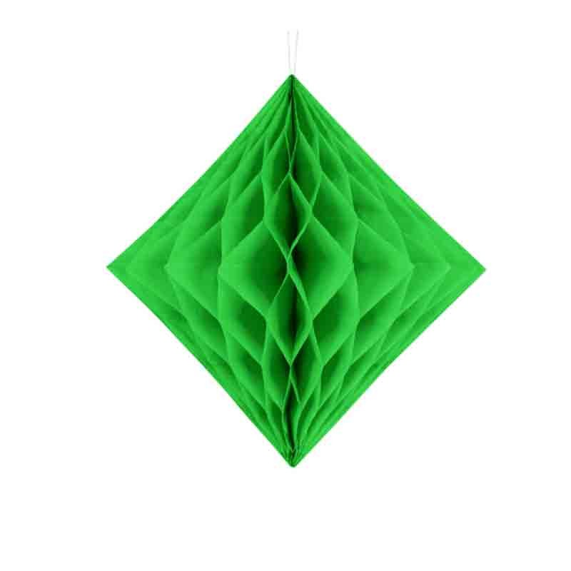 decorazione in carta a forma di diamante a nido d\'ape verde chiaro 30 cm DH30-102