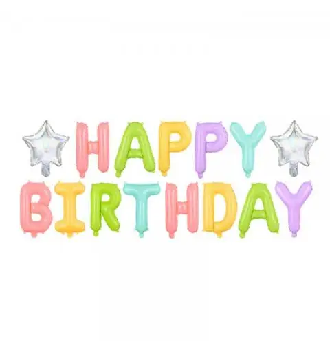 Palloncino foil Happy Birthday 2 stelline 395x35cm FB81