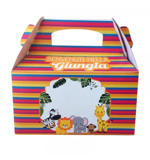 Box Contenitore Caramelle e Pop Corn tema animali della giungla jungle