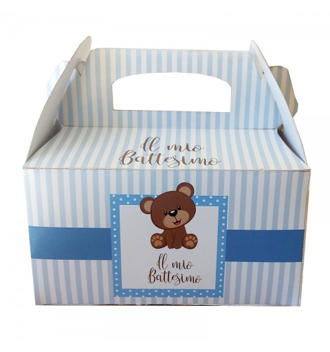 Box Contenitore Caramelle e Pop Corn tema il mio battesimo orsetto celeste