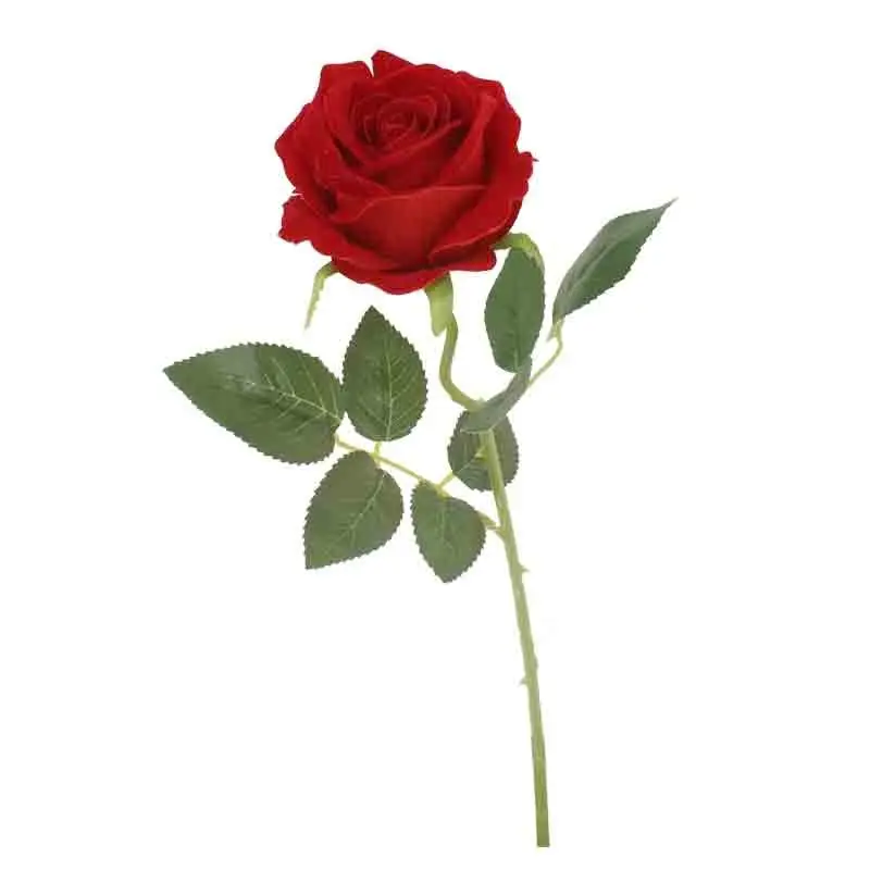 rosa in velluto rosso con stelo 68652 55 cm