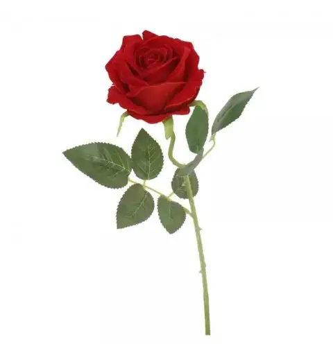 rosa in velluto rosso con stelo 68652 55 cm