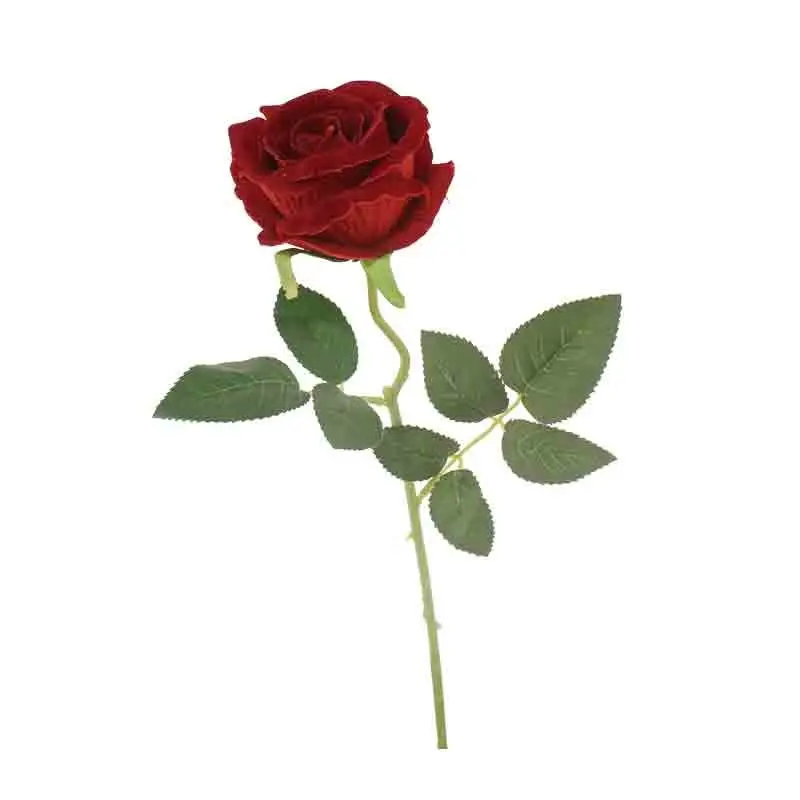 rosa in velluto rosso con stelo 68669 55 cm