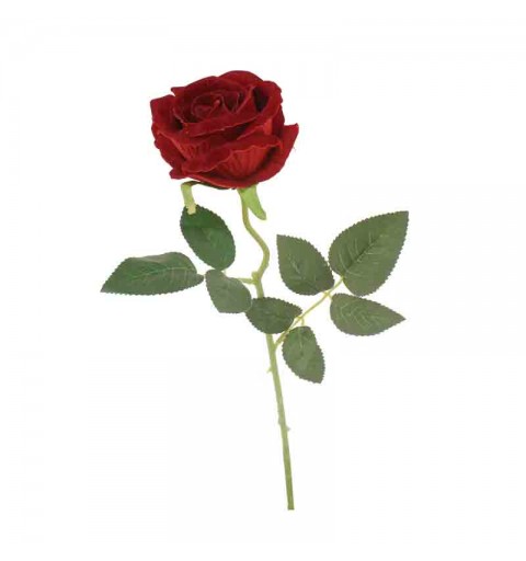 rosa in velluto rosso con stelo 68669 55 cm