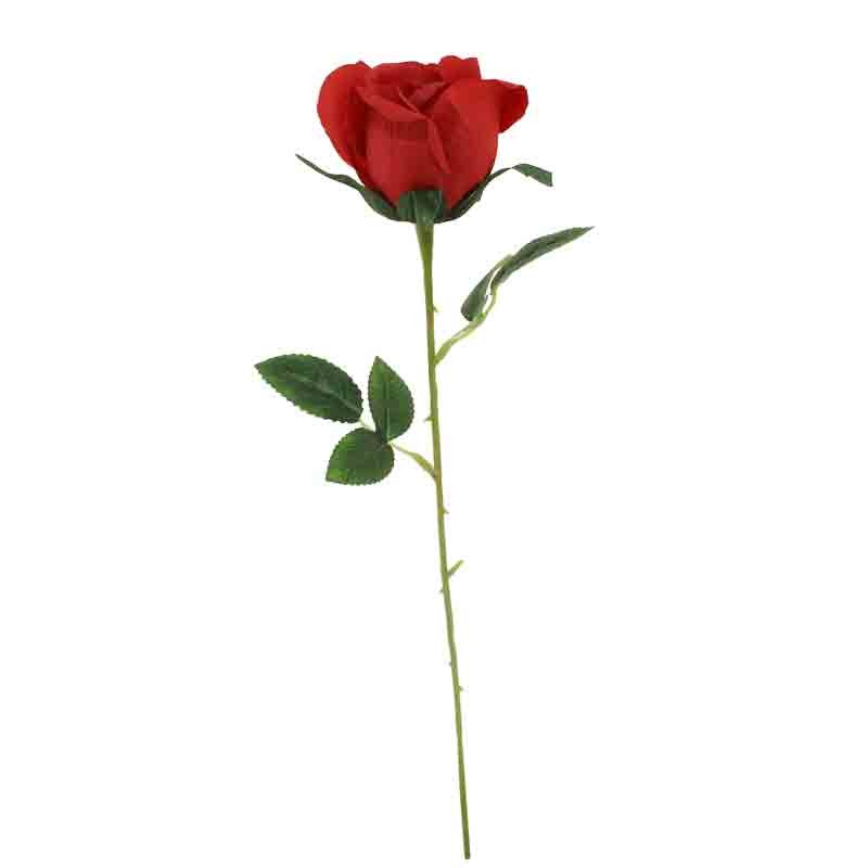 rosa rossa in velluto con stelo 55 cm 68676