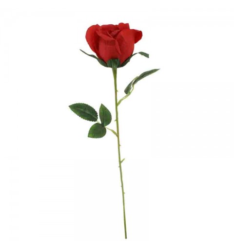 rosa rossa in velluto con stelo 55 cm 68676