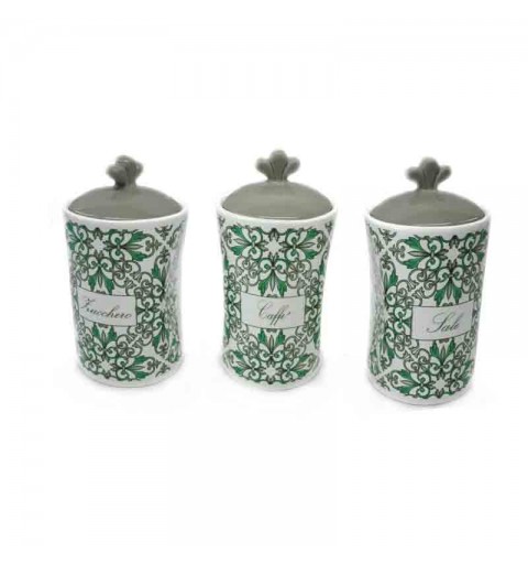 set 3 barattoli maiolica verde 82110