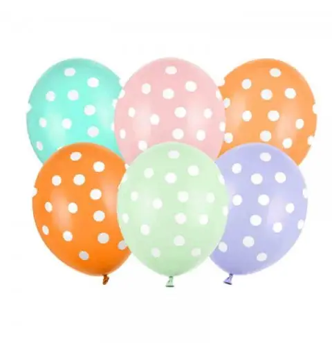 6 Palloncini 30 cm Pois mix di colori SB14P-318-000-6