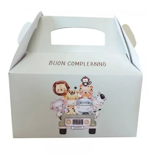 Box Contenitore Caramelle e Pop Corn tema animali della giungla in auto safari