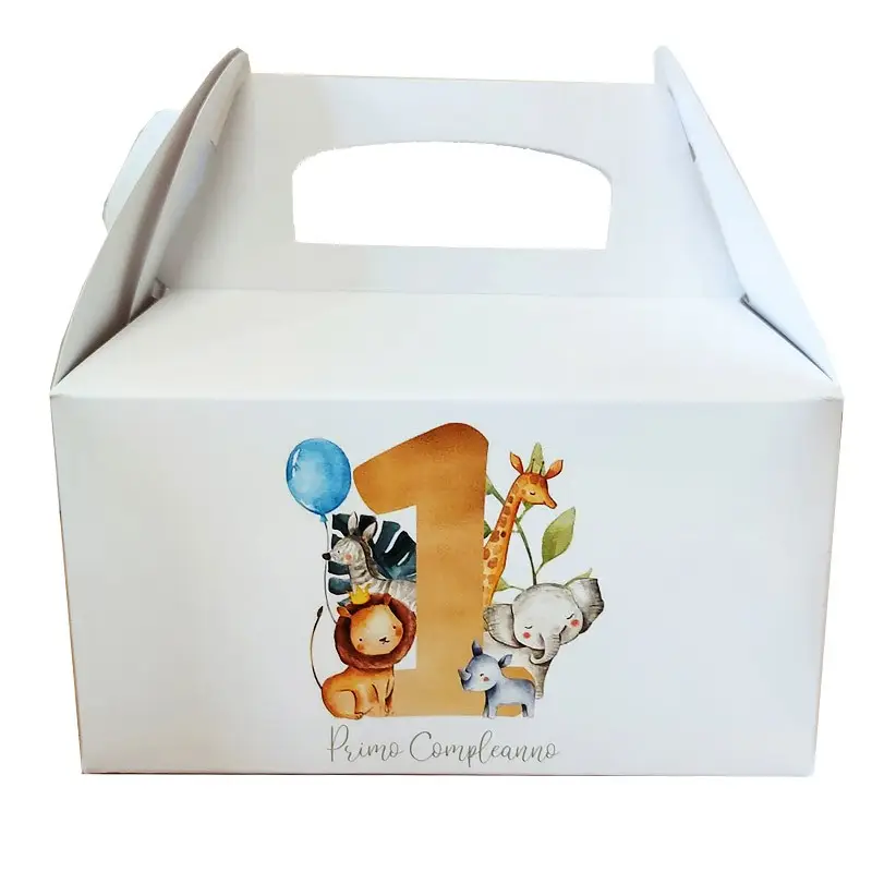 Box Contenitore Caramelle e Pop Corn tema primo compleanno animali della savana