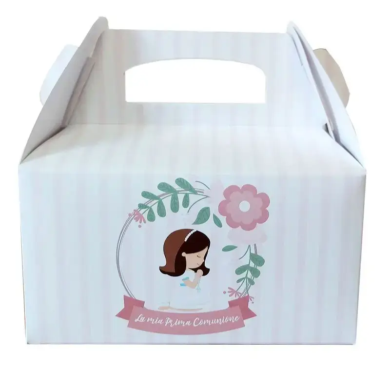 Box Contenitore Caramelle e Pop Corn tema prima comunione bimba rosa