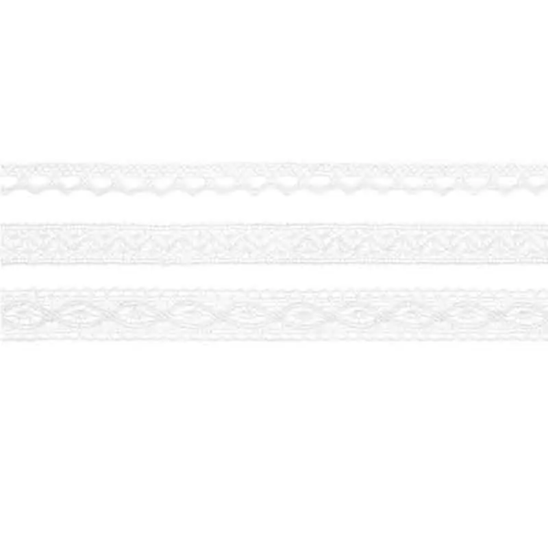 Lacci di cotone pizzo bianchi larghezza ca. 1 cm, 1,5 cm e 2 cm lunghezza ca. 1,5 m KORC-2-008