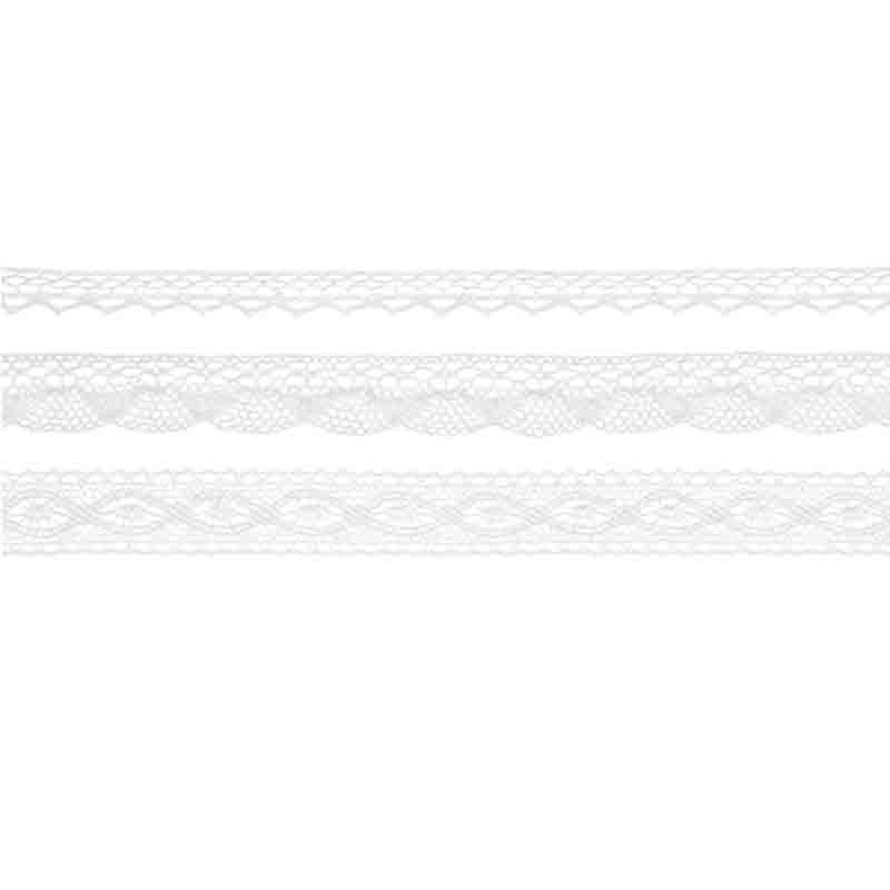 Lacci di cotone pizzo bianchi larghezza ca. 1 cm, 2 cm lunghezza ca. 1,5 m KORC-1-008