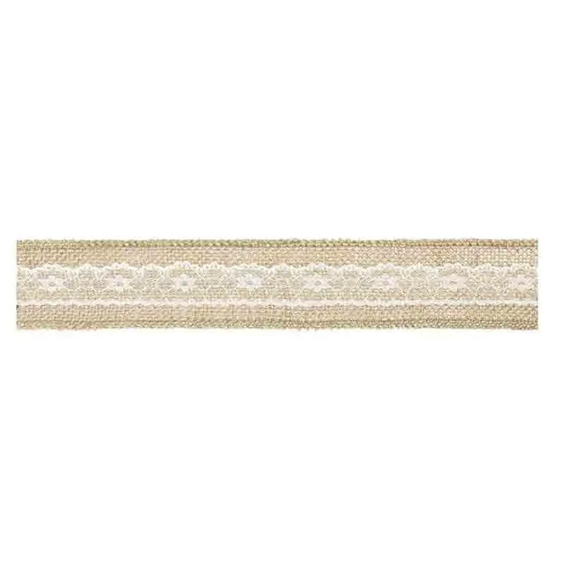 Nastro di juta con pizzo 5 x 500 cm TJ1