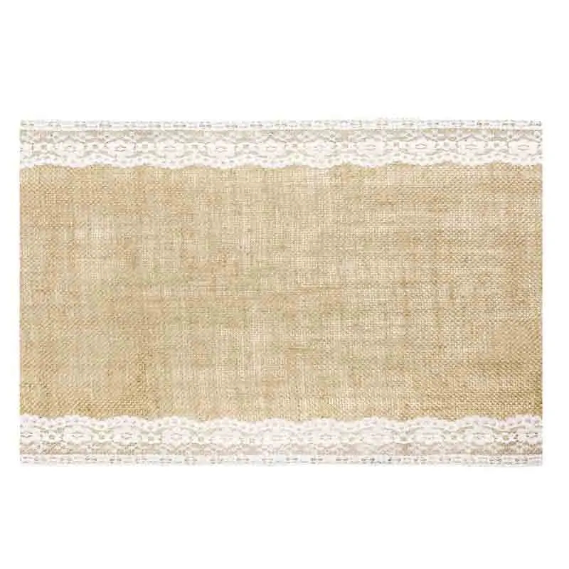 Runner da tavola in juta 0,28 x 2,75 m con pizzo BJ1