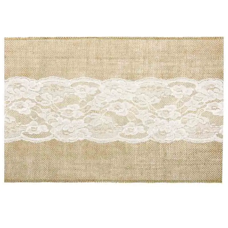 Runner da tavola in juta 0,28 x 2,75 m con pizzo BJ3