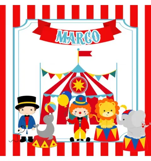 48 ADESIVI CIRCO PERSONALIZZABILI