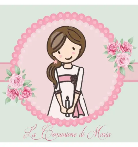 48 ADESIVI PRIMA COMUNIONE BAMBINA FLOREAL  PERSONALIZZABILI