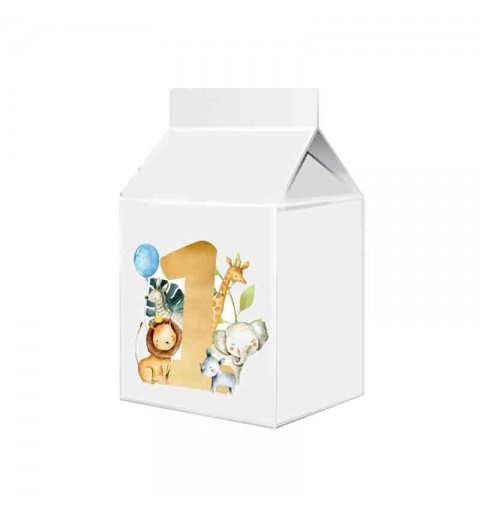 Scatolina in cartoncino milk 1 anno animaletti 5,5 cm  x 6 cm