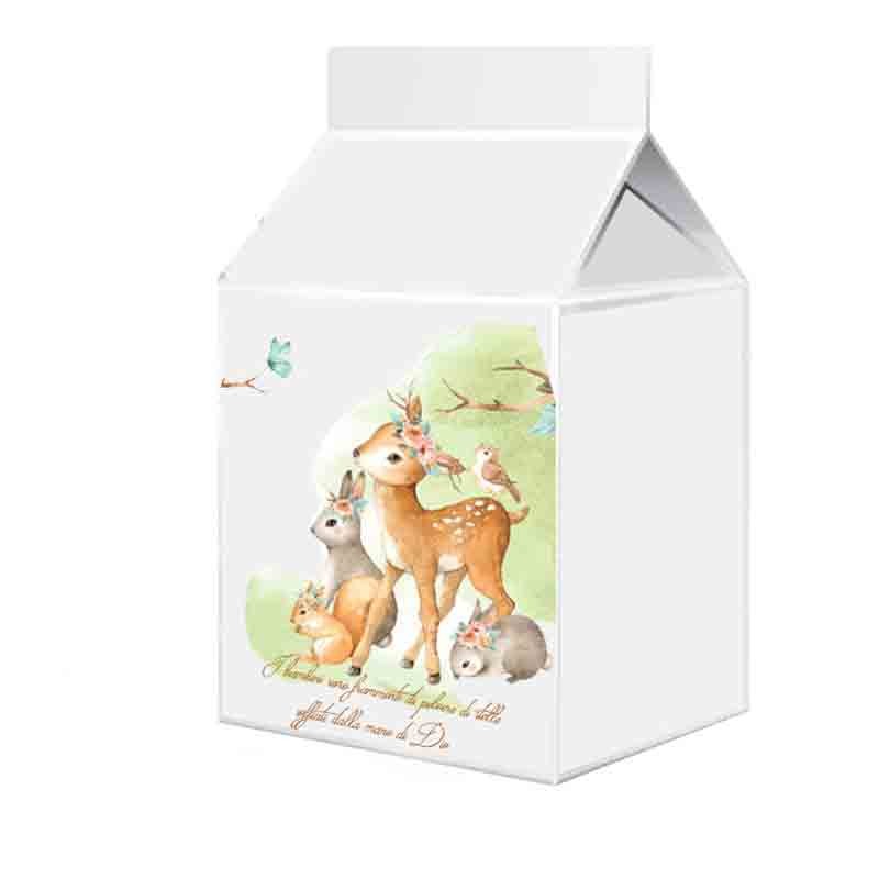 Scatolina in cartoncino milk animaletti del bosco 5,5 cm  x 6 cm
